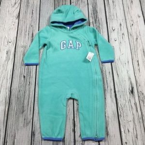 Gap Boys 0 3 Months Teal Blue Fleece Romper